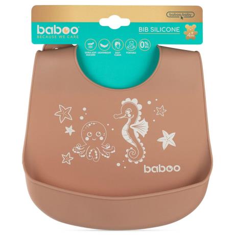 Нагрудник силиконовый Baboo Sea Life с 4 мес. коричневый (11-019) - фото 0