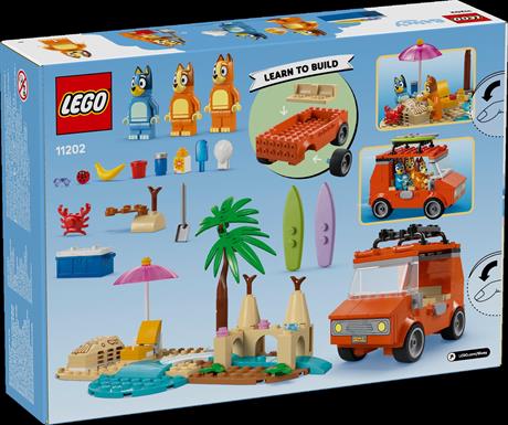 Конструктор LEGO Bluey Пляж і сімейна поїздка на автомобілі Блуї 133 деталі (11202) - фото 7