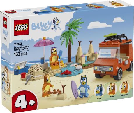 Конструктор LEGO Bluey Пляж і сімейна поїздка на автомобілі Блуї 133 деталі (11202) - фото 8