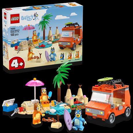 Конструктор LEGO Bluey Пляж і сімейна поїздка на автомобілі Блуї 133 деталі (11202) - фото 0