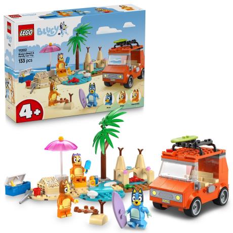 Конструктор LEGO Bluey Пляж і сімейна поїздка на автомобілі Блуї 133 деталі (11202) - фото 0
