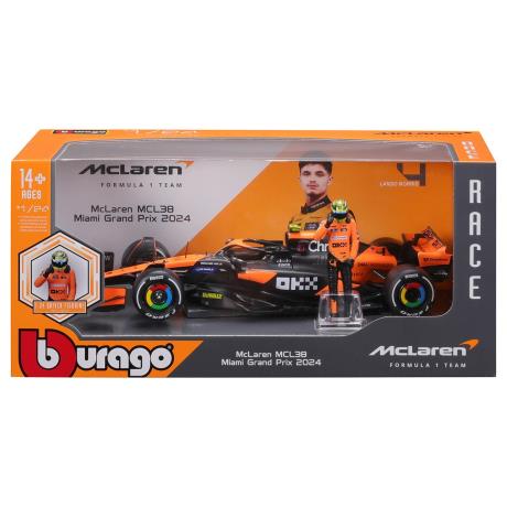 Автомодель з фігуркою - MCLAREN MCL38 (1:24) (18-28040) - фото 8