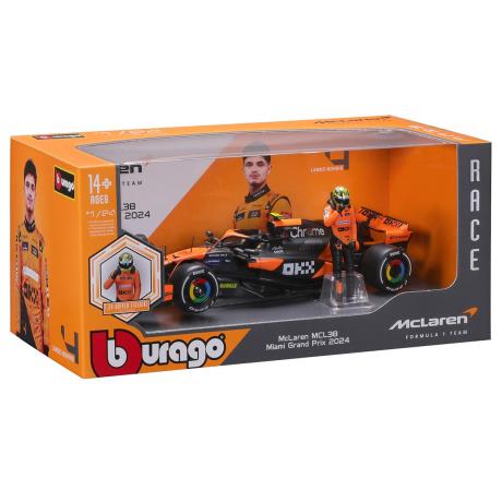 Автомодель з фігуркою - MCLAREN MCL38 (1:24) (18-28040) - фото 9
