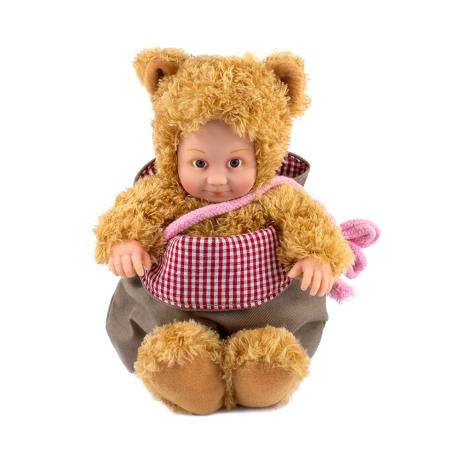Кукла-пупс Anne Geddes Маленький медвежонок с сумкой и стикерами 23 см (21071AG) - фото 1
