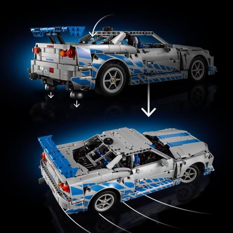 Конструктор LEGO Technic Подвійний форсаж Автомобіль Nissan Skyline GT-R (R34) 1410 деталей (42210) - фото 7