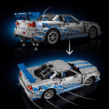 Конструктор LEGO Technic Подвійний форсаж Автомобіль Nissan Skyline GT-R (R34) 1410 деталей (42210) - фото 7
