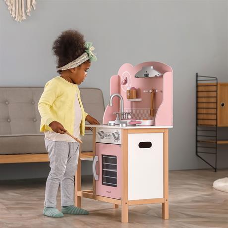 Детская кухня Viga Toys PolarB из дерева с посудой розовый (44046) - фото 8
