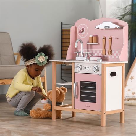 Дитяча кухня Viga Toys PolarB із дерева з посудом рожевий (44046) - фото 12