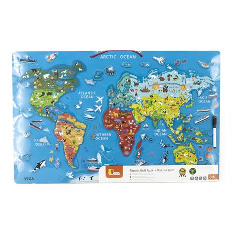 Магнитный пазл Viga Toys Карта мира с маркерной доской на английском (44508EN) - фото 2