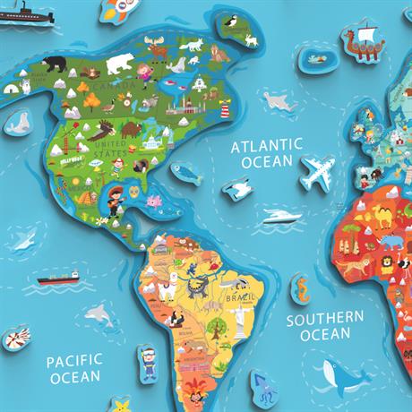 Магнитный пазл Viga Toys Карта мира с маркерной доской на английском (44508EN) - фото 4