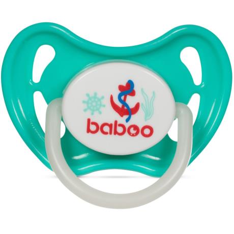 Пустышка круглая Baboo Marine силиконовая светится в темноте с 0 мес. зеленый (5-029) - фото 0