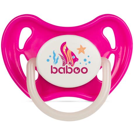 Пустышка симметричная Baboo Sea Life силиконовая светится в темноте с 6 мес. розовый (5-032) - фото 0