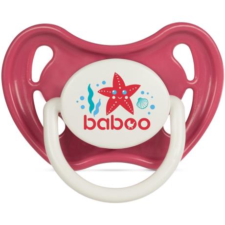 Пустышка симметричная Baboo Sea Life латексная с 6 мес. красный (5-041) - фото 0