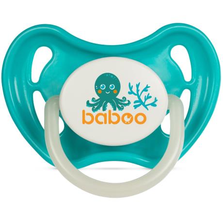 Пустышка круглая Baboo Sea Life латексная светится в темноте с 0 мес. бирюзовый (5-043) - фото 0