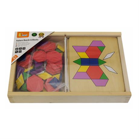 Геометрична мозаїка Viga Toys дерев'яна з шаблонами (50029) - фото 1
