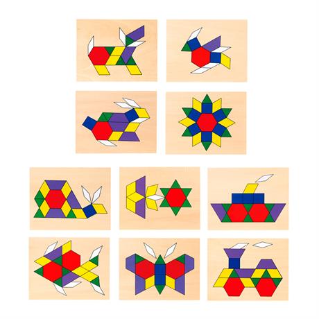 Геометрична мозаїка Viga Toys дерев'яна з шаблонами (50029) - фото 2