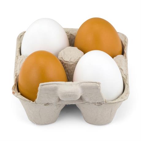 Игрушечные продукты Viga Toys Деревянные яйца в лотке 4 шт. (50044) - фото 0
