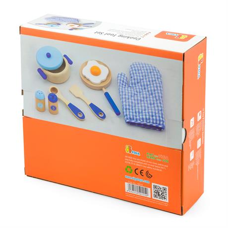 Дитячий кухонний набір Viga Toys Іграшковий посуд із дерева блакитний (50115) - фото 3