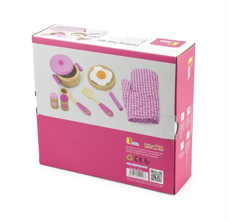 Детский кухонный набор Viga Toys Игрушечная посуда из дерева розовый (50116) - фото 2