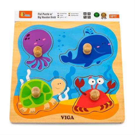 Деревянная рамка-вкладыш Viga Toys Морские обитатели (50132) - фото 0