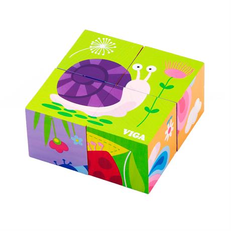 Дерев'яні кубики-пазл Viga Toys Комахи (50160) - фото 0