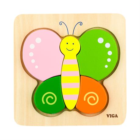 Деревянный мини-пазл Viga Toys Бабочка (50170) - фото 0
