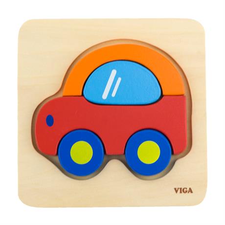 Дерев'яний мініпазл Viga Toys Машинка (50172) - фото 0