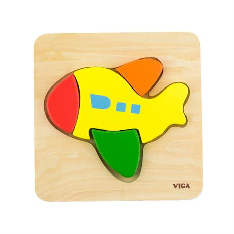 Дерев'яний мініпазл Viga Toys Літачок (50173) - фото 0