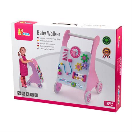 Ходунки-каталка Viga Toys с бизибордом розовый (50178) - фото 1