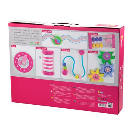 Ходунки-каталка Viga Toys с бизибордом розовый (50178) - фото 2
