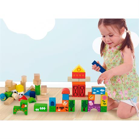 Деревянные кубики Viga Toys Ферма, 50 шт., 3 см (50285) - фото 4