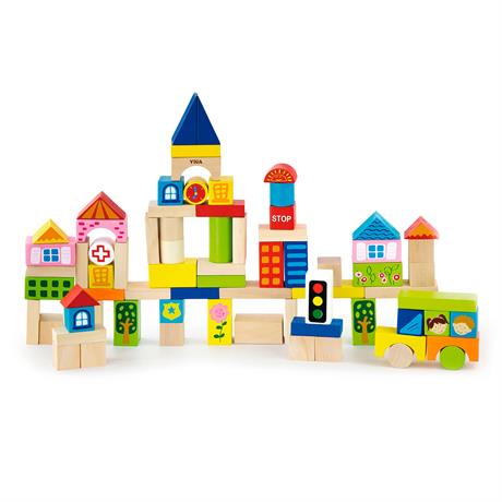 Дерев'яні кубики Viga Toys Місто, 75 шт., 3 см (50287) - фото 0