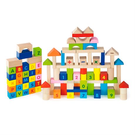 Дерев'яні кубики Viga Toys Алфавіт і числа 100 шт., 3 см (50288) - фото 0