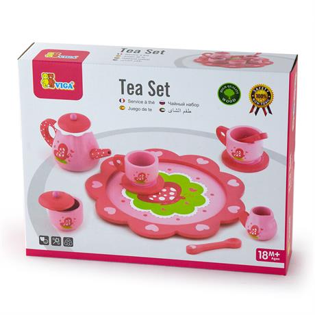 Іграшковий посуд Viga Toys Дерев'яний чайний набір, рожевий (50343) - фото 1