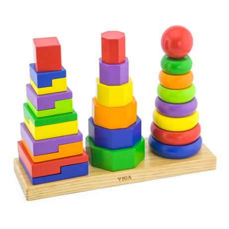Набір дерев'яних пірамідок Viga Toys Три фігури (50567) - фото 0
