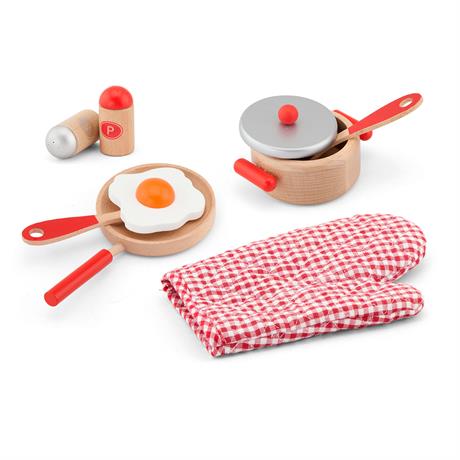 Дитячий кухонний набір Viga Toys Іграшковий посуд із дерева червоний (50721) - фото 0