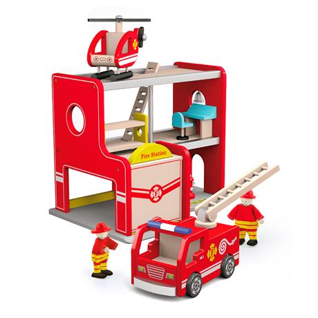 Деревянный игровой набор Viga Toys Пожарная станция (50828) - фото 0