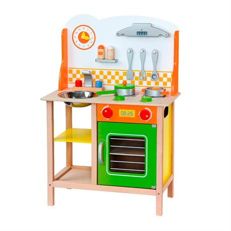 Детская кухня Viga Toys из дерева с посудой (50957) - фото 0