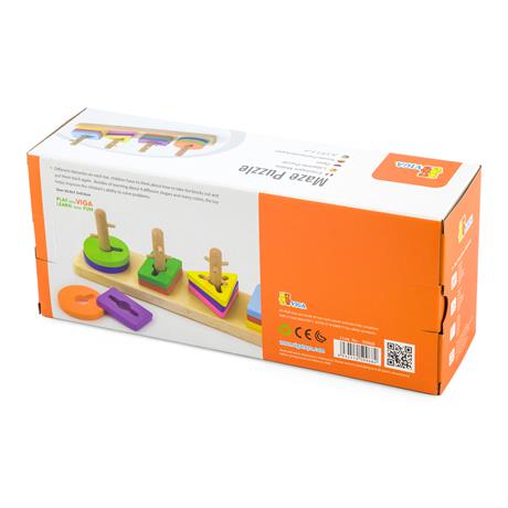 Деревянная логическая пирамидка-ключ Viga Toys Цветные фигуры (50968) - фото 2