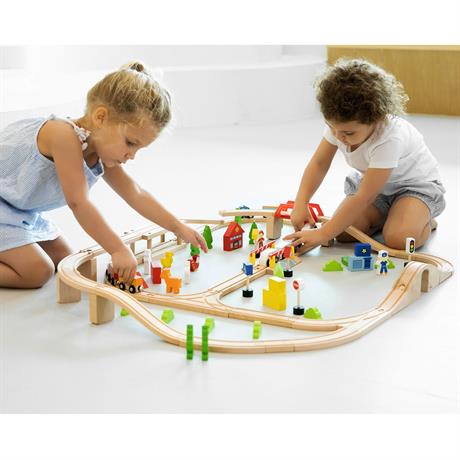 Іграшкова залізниця Viga Toys дерев'яна 90 ел. (50998) - фото 8
