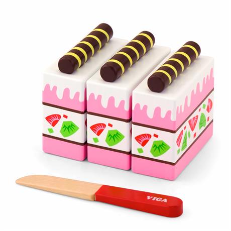 Игрушечные продукты Viga Toys Деревянный клубничный торт (51324) - фото 0