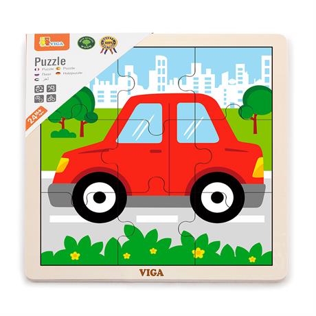 Деревянный пазл Viga Toys Машинка, 9 эл. (51444) - фото 1