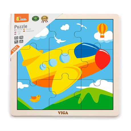 Деревянный пазл Viga Toys Самолетик, 9 эл. (51447) - фото 1