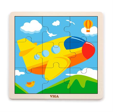 Деревянный пазл Viga Toys Самолетик, 9 эл. (51447) - фото 0