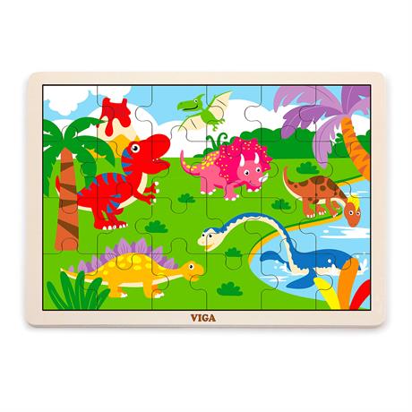 Деревянный пазл Viga Toys Динозавры, 24 эл. (51460) - фото 0