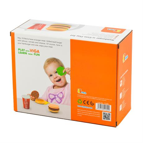 Игрушечные продукты Viga Toys Деревянные гамбургер и кола (51602) - фото 4