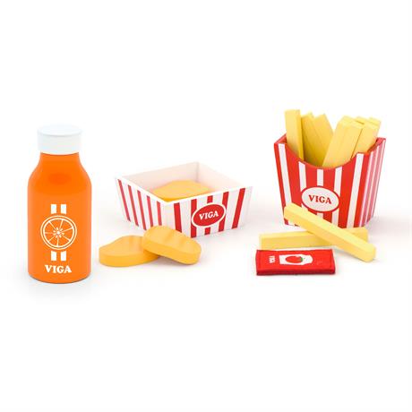 Игрушечные продукты Viga Toys Наггетсы с картошкой фри и соком (51603) - фото 0