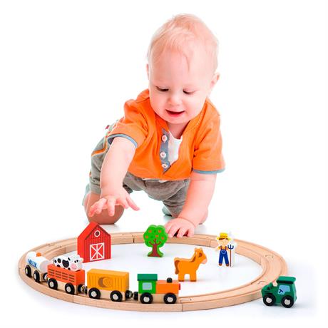 Іграшкова залізниця Viga Toys дерев'яна 19 ел. (51615) - фото 6