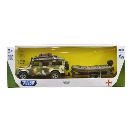 Игровой набор TechnoDrive Land Rover Defender Милитари с лодкой 27 см (520191.270) - фото 2