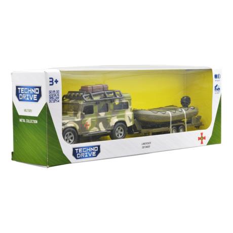 Игровой набор TechnoDrive Land Rover Defender Милитари с лодкой 27 см (520191.270) - фото 3